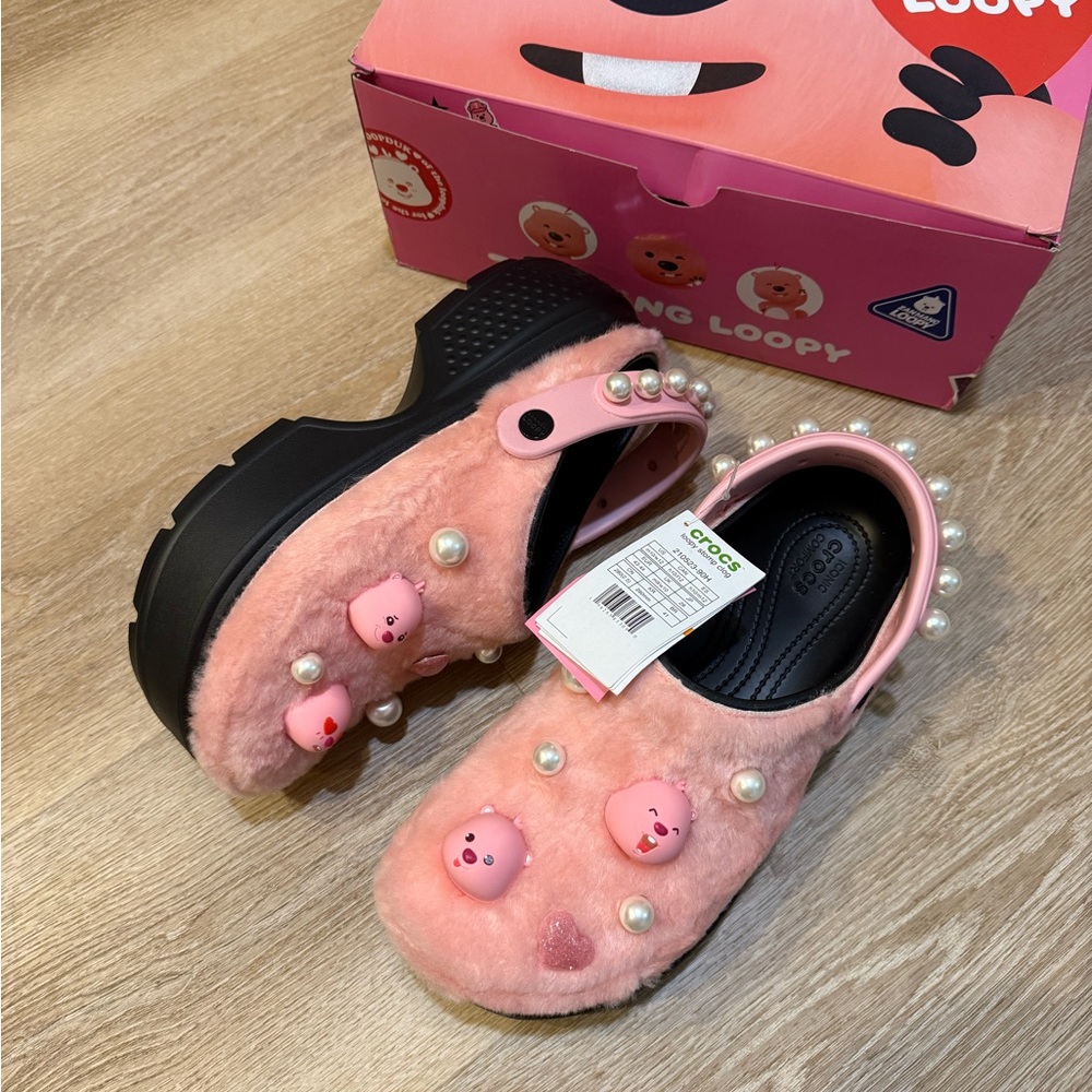 NWT Crocs x Zanmang Loopy Stomp Clog Pink Unisex Platform M7 W9